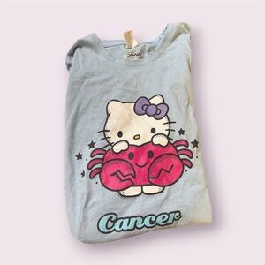 Sanrio Hello Kitty Cancer Zodiac Tee - Light Blue and Purple